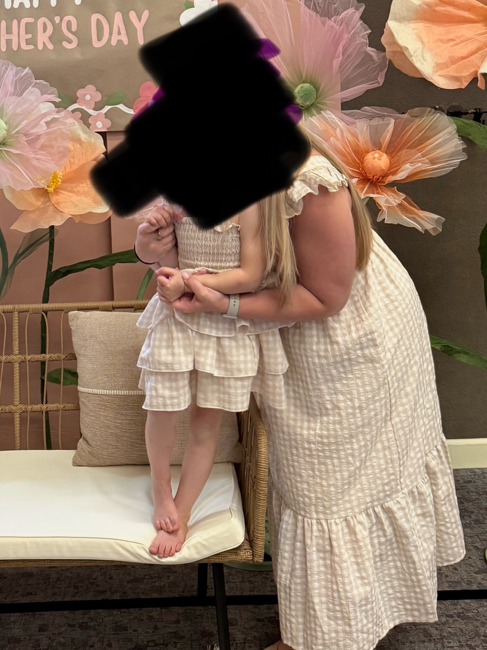 Beige Gingham Smocked Ruffle Sundress - Picture 2 of 2